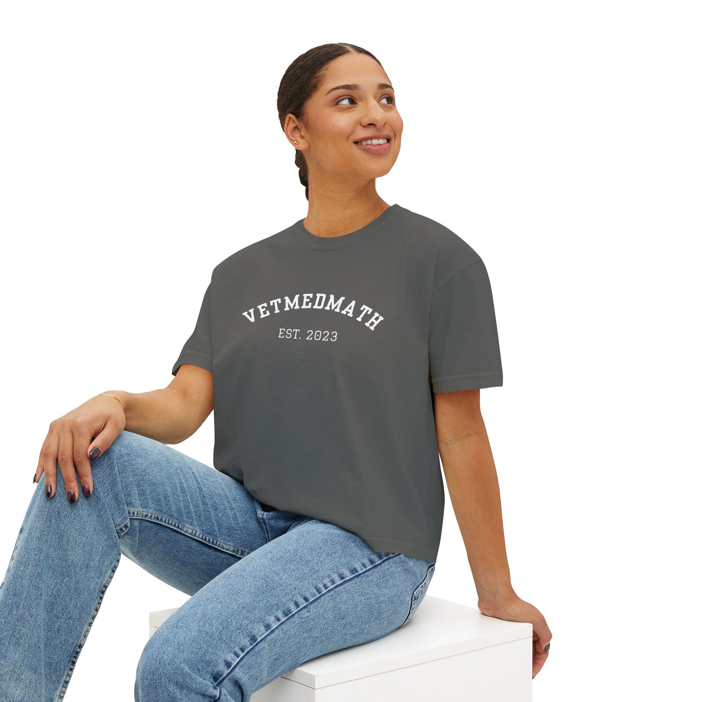 VetMedMath Tutoring Est. 2023/Alumni Boxy Tee for Vet Students, Vet Tech Students, and Credentialed Veterinary Technicians