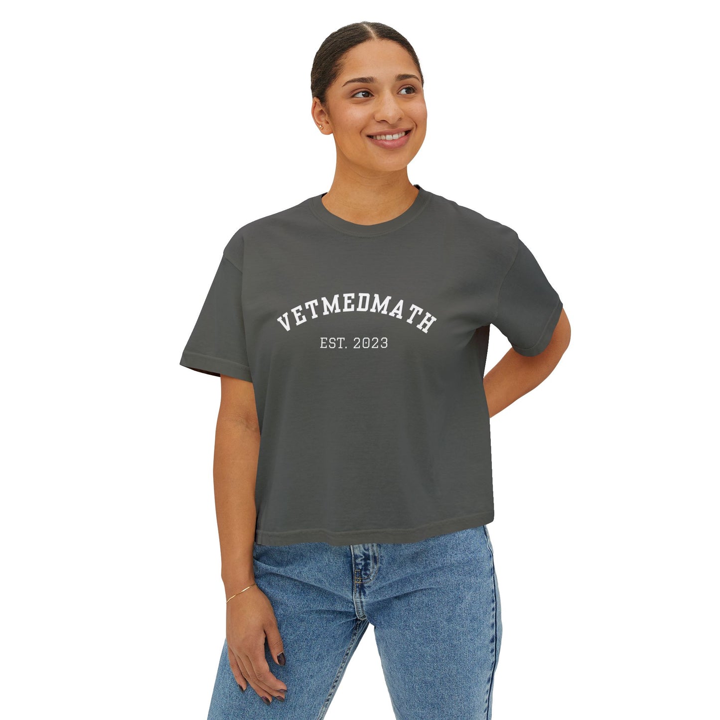 VetMedMath Tutoring Est. 2023/Alumni Boxy Tee for Vet Students, Vet Tech Students, and Credentialed Veterinary Technicians