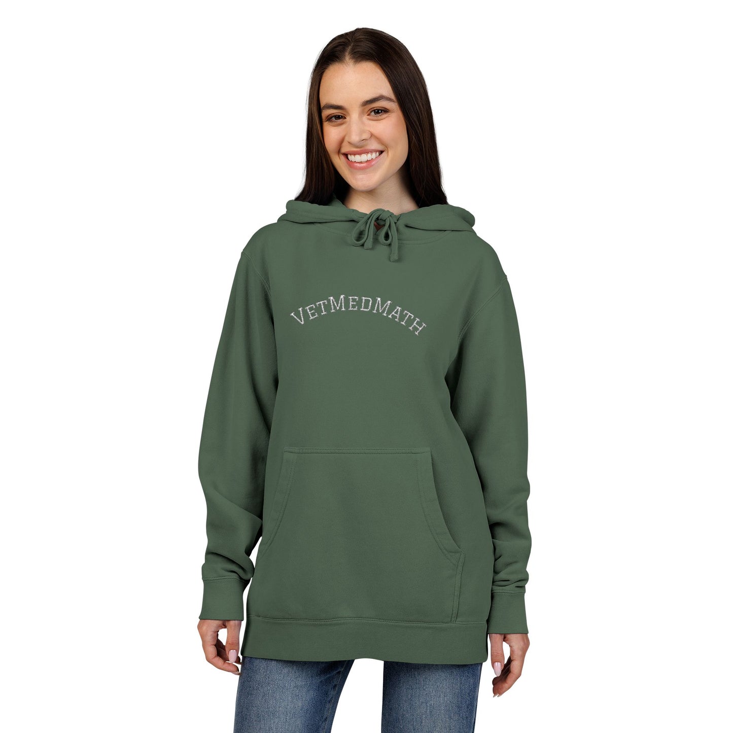 VetMedMath Embroidered Unisex Pigment-Dyed Hoodie - For Vet Students, Vet Tech Students, or Credentialed Veterinary Technicians