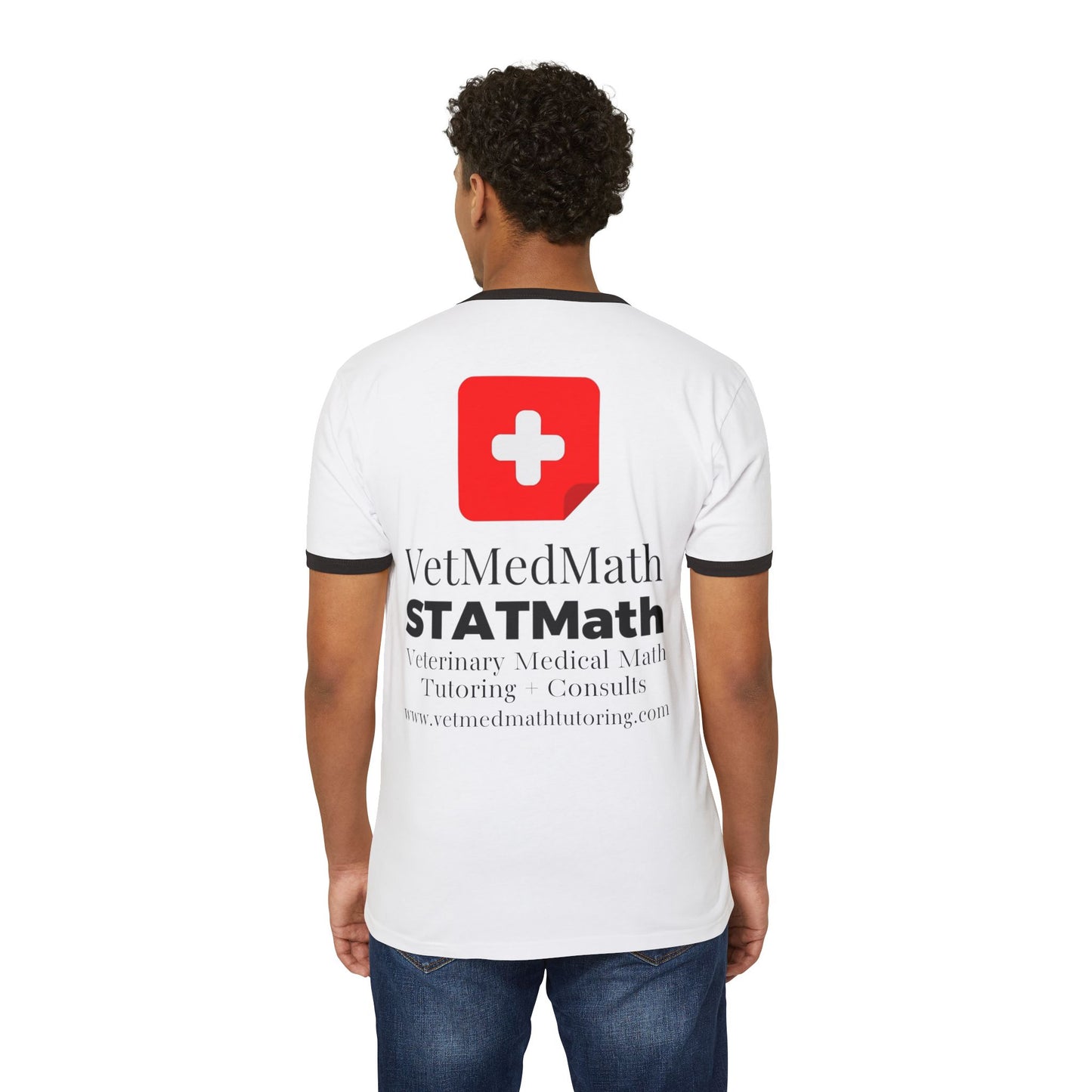 VetMedMath Est. 2023 100% Cotton Unisex Black + White Ringer Tee — VetMedMath | STATMath Veterinary Medical Math Tutoring + Consults Shirt