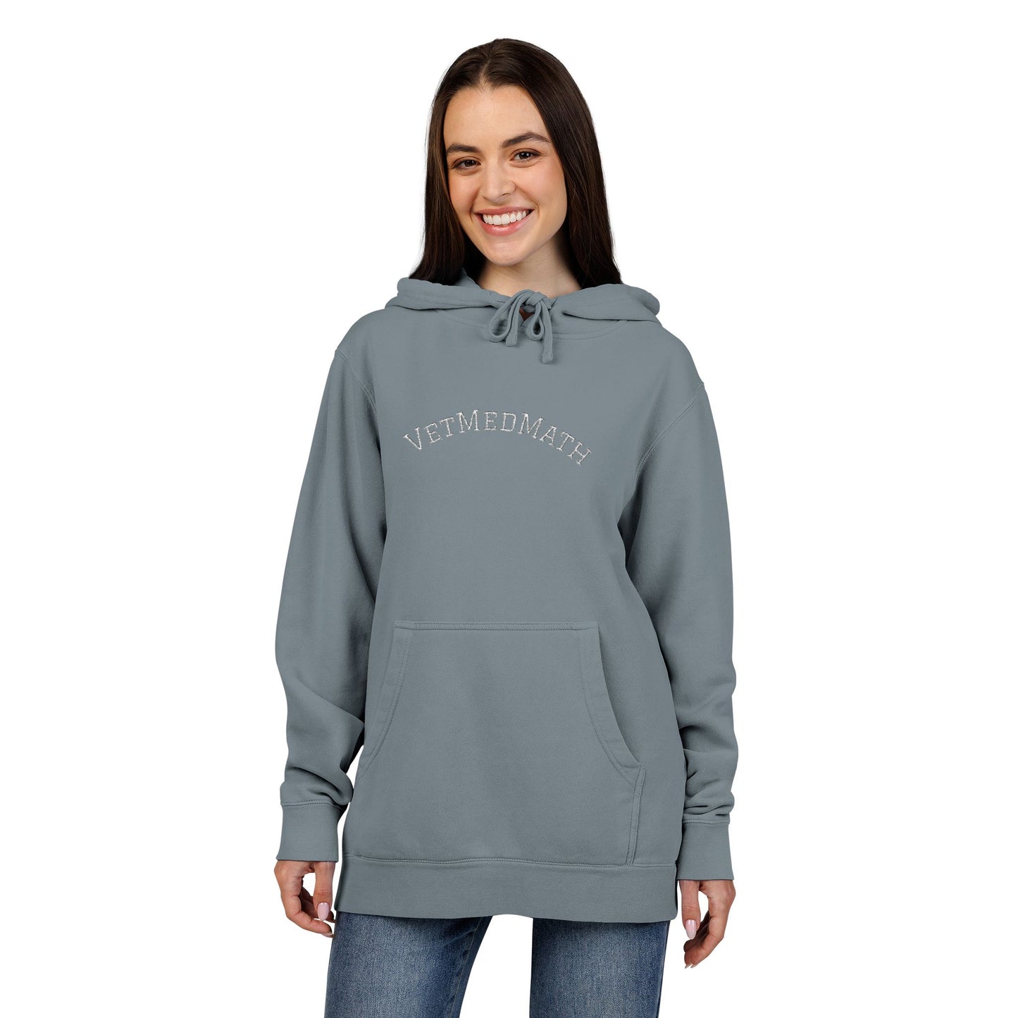 VetMedMath Embroidered Unisex Pigment-Dyed Hoodie - For Vet Students, Vet Tech Students, or Credentialed Veterinary Technicians