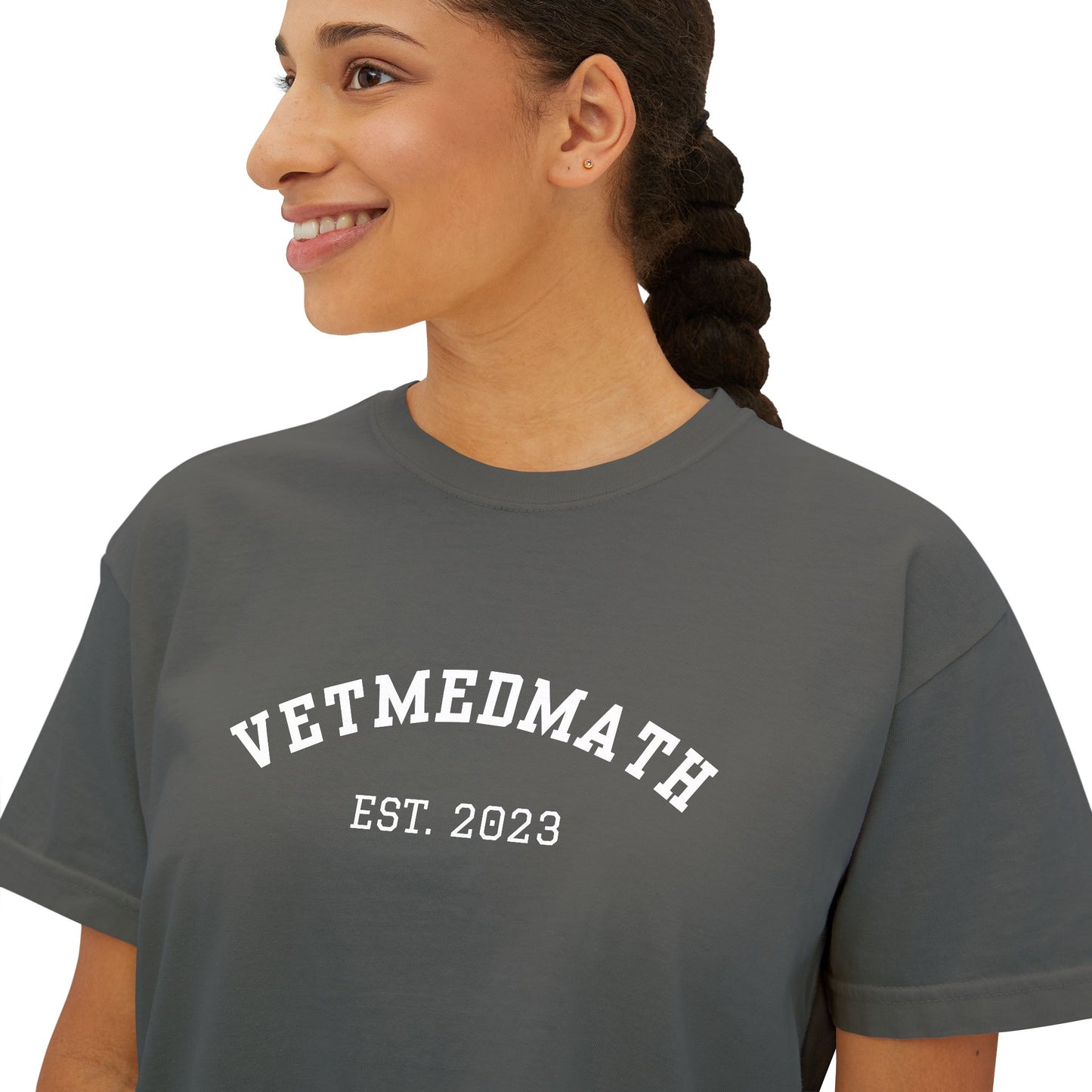VetMedMath Tutoring Est. 2023/Alumni Boxy Tee for Vet Students, Vet Tech Students, and Credentialed Veterinary Technicians