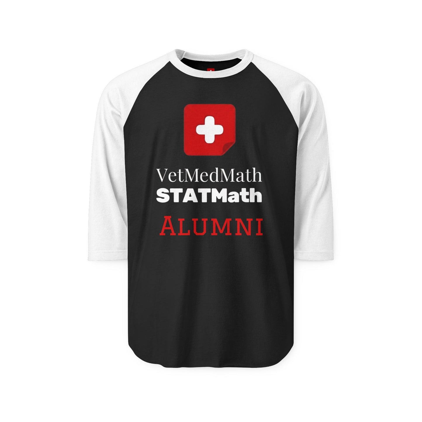 VetMedMath Unisex Alumni Black Raglan Shirt with White Sleeves - VetMedMath Graduate Baseball Tee