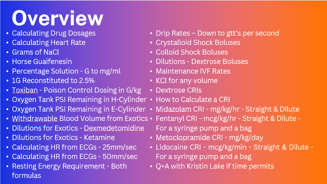 VTNE Medical Math Lecture